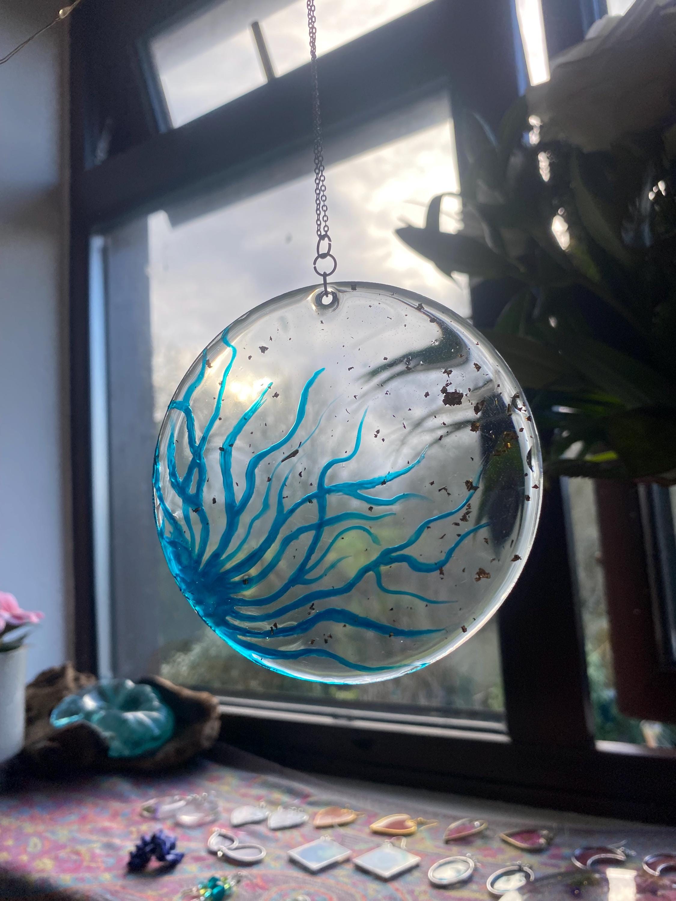Ocean/Seaweed Suncatcher - Glass and Resin