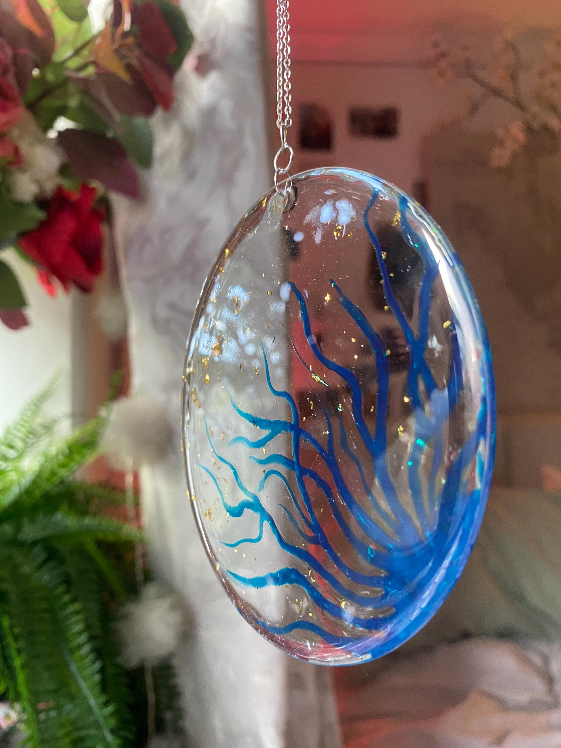 Ocean/Seaweed Suncatcher - Glass and Resin