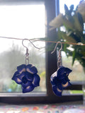 Blue and White Flower Bead Earrings