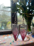Marble Pink and Silver Fleck Resin Earrings  - Clear with silver frames